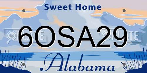 6OSA29 Alabama License Plate