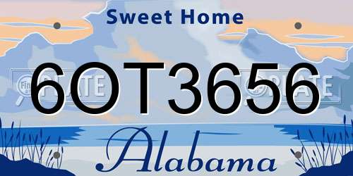 6OT3656 Alabama License Plate