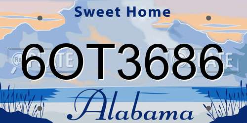 6OT3686 Alabama License Plate
