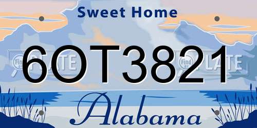 6OT3821 Alabama License Plate