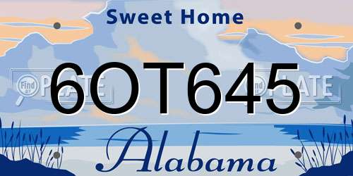 6OT645 Alabama License Plate