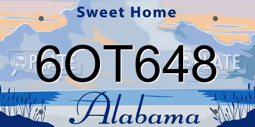 6OT648 Alabama License Plate