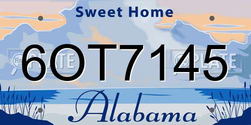 6OT7145 Alabama License Plate