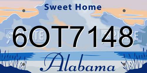 6OT7148 Alabama License Plate