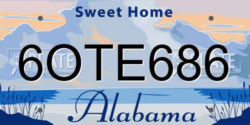 6OTE686 Alabama License Plate