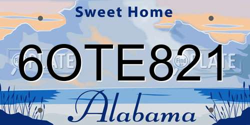 6OTE821 Alabama License Plate
