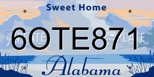 6OTE871 Alabama License Plate