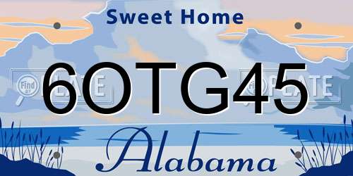 6OTG45 Alabama License Plate