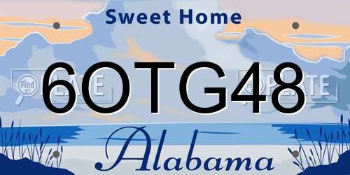 6OTG48 Alabama License Plate