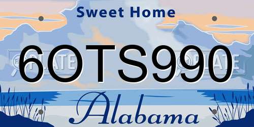 6OTS990 Alabama License Plate