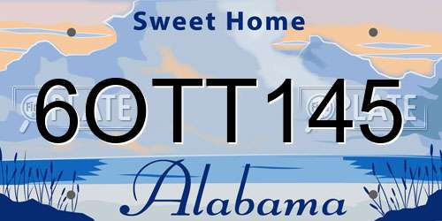 6OTT145 Alabama License Plate