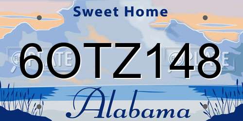 6OTZ148 Alabama License Plate