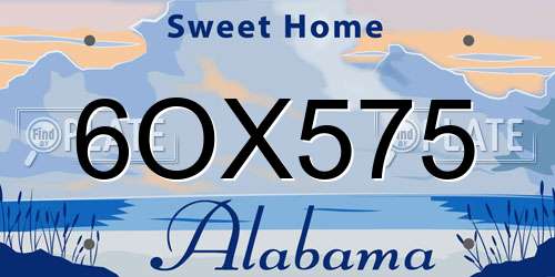 6OX575 Alabama License Plate