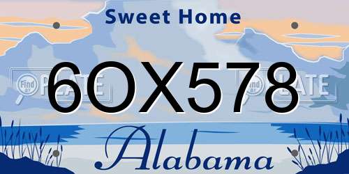 6OX578 Alabama License Plate