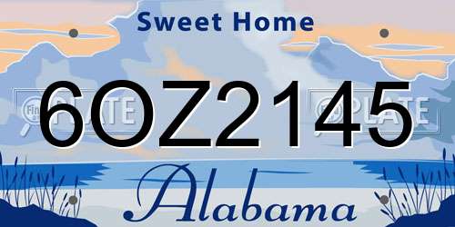 6OZ2145 Alabama License Plate