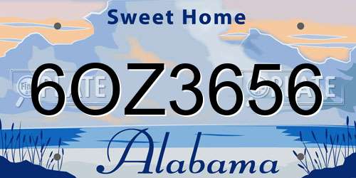 6OZ3656 Alabama License Plate