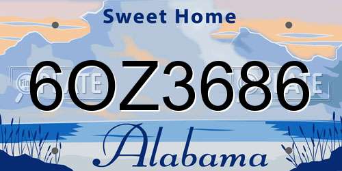 6OZ3686 Alabama License Plate