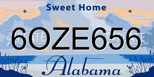 6OZE656 Alabama License Plate
