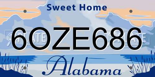6OZE686 Alabama License Plate
