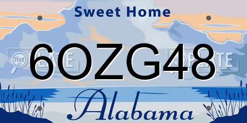 6OZG48 Alabama License Plate