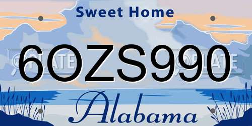 6OZS990 Alabama License Plate