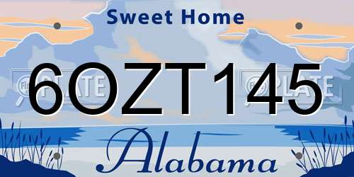 6OZT145 Alabama License Plate