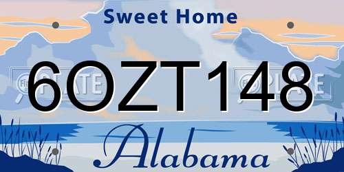 6OZT148 Alabama License Plate