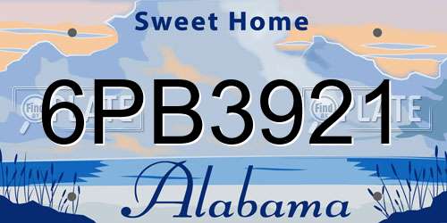 6PB3921 Alabama License Plate