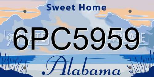6PC5959 Alabama License Plate