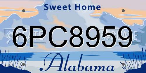 6PC8959 Alabama License Plate