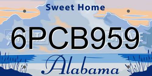 6PCB959 Alabama License Plate