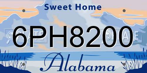 6PH8200 Alabama License Plate