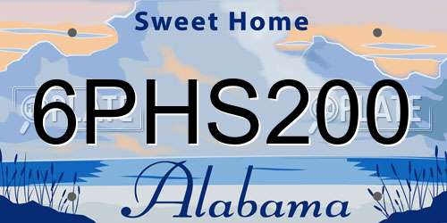 6PHS200 Alabama License Plate
