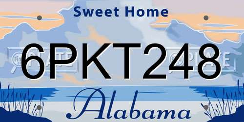 6PKT248 Alabama License Plate