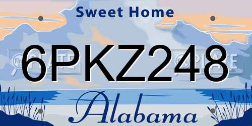 6PKZ248 Alabama License Plate