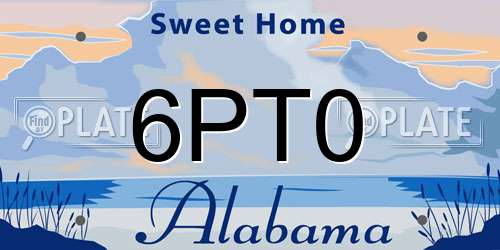 6PT0 Alabama License Plate
