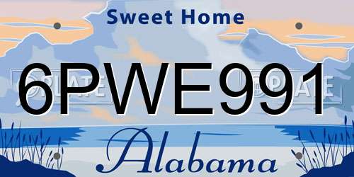 6PWE991 Alabama License Plate