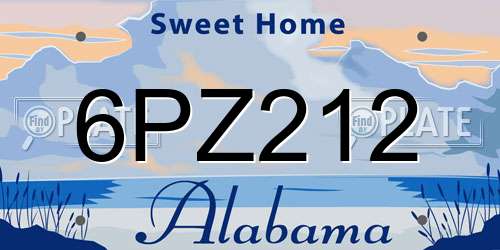 6PZ212 Alabama License Plate