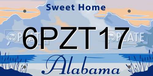 6PZT17 Alabama License Plate
