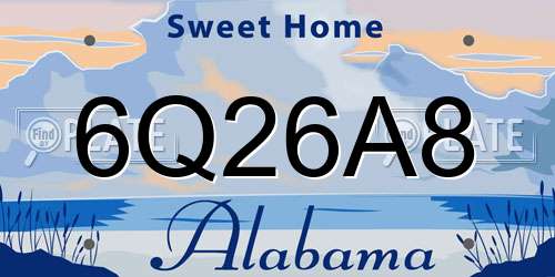 6Q26A8 Alabama License Plate