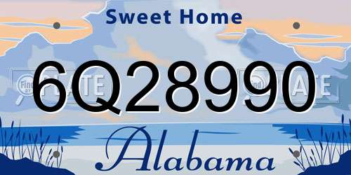 6Q28990 Alabama License Plate