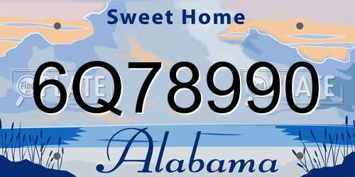 6Q78990 Alabama License Plate