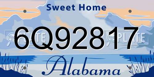 6Q92817 Alabama License Plate