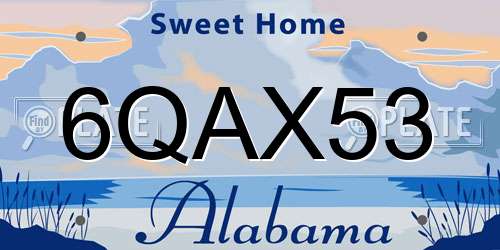 6QAX53 Alabama License Plate