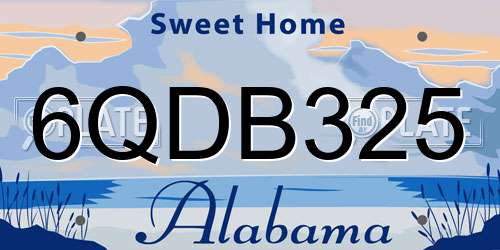 6QDB325 Alabama License Plate