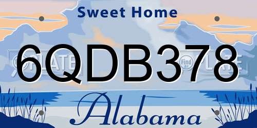 6QDB378 Alabama License Plate