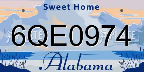 6QE0974 Alabama License Plate