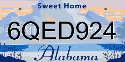 6QED924 Alabama License Plate