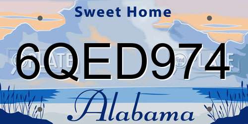 6QED974 Alabama License Plate