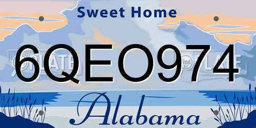 6QEO974 Alabama License Plate